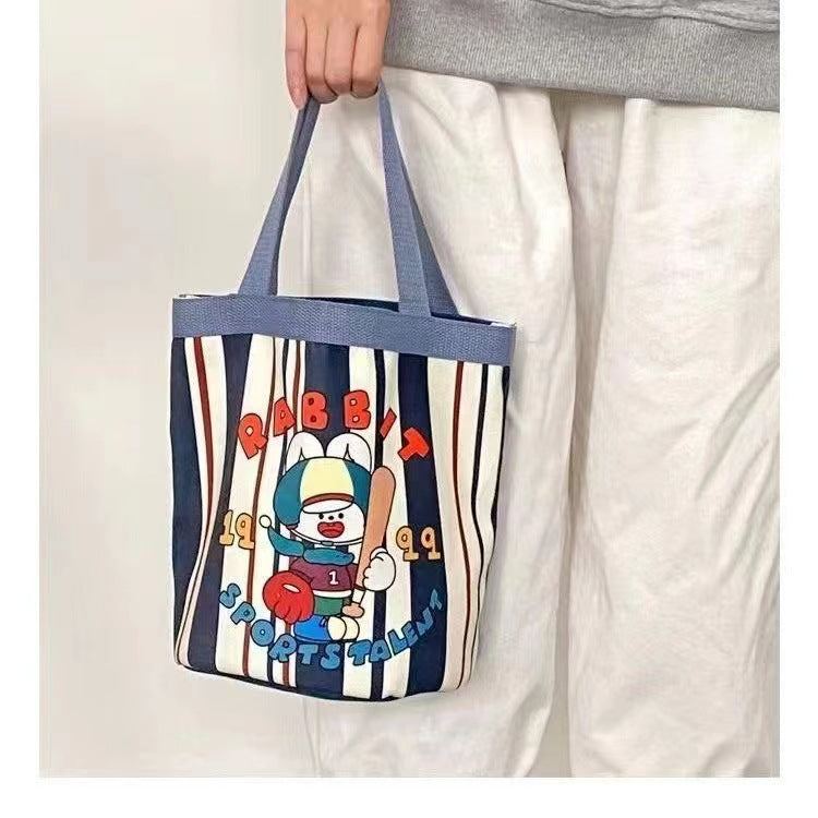 Cute Graffiti Ins Printing Cylinder Canvas Bucket Bag