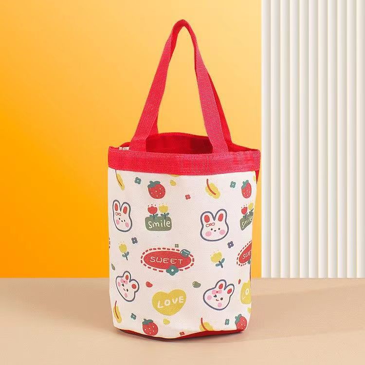 Cute Graffiti Ins Printing Cylinder Canvas Bucket Bag