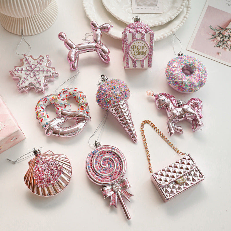 Plastic Pendant With Pastel Powder Cartoon Christmas Ornament