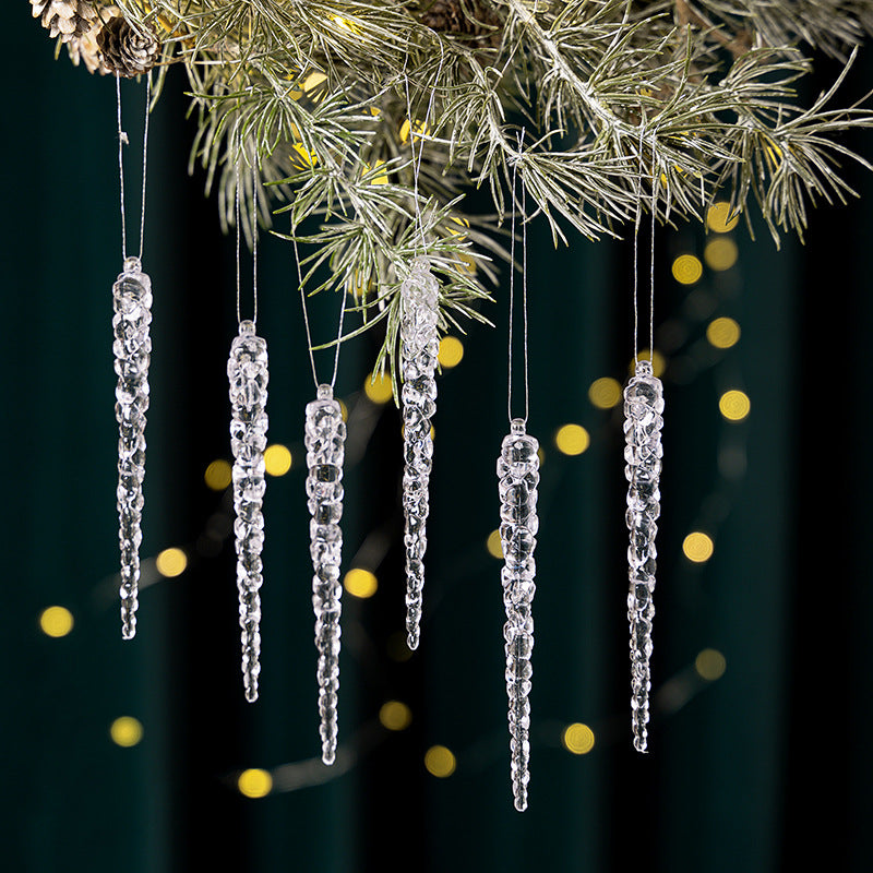 12PCS Christmas Decoration Transparent Icicle Ornaments