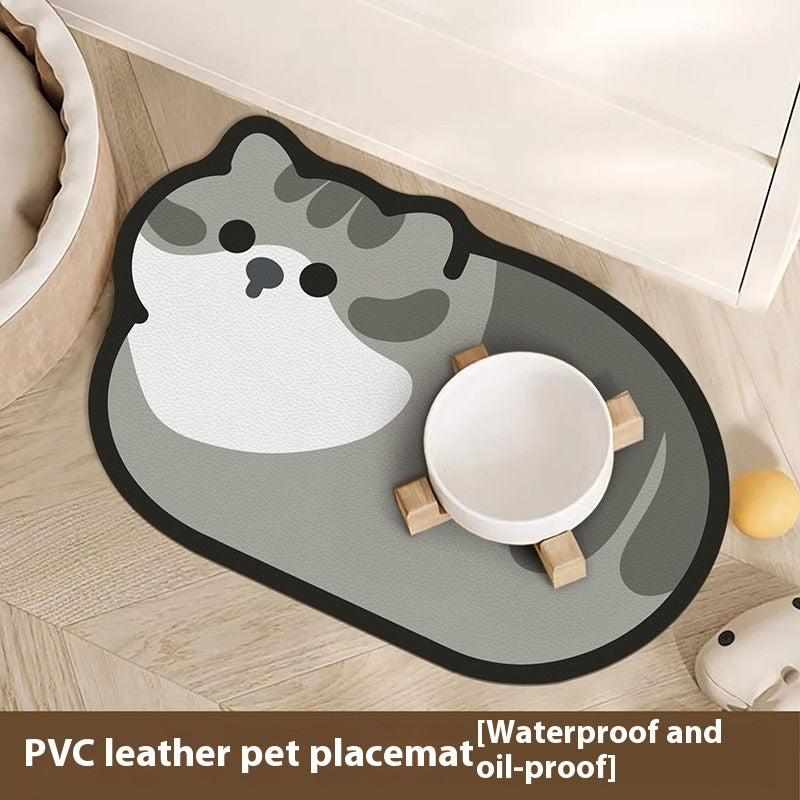 Cartoon Pet Leather Placemat Wear-resistant Disposable