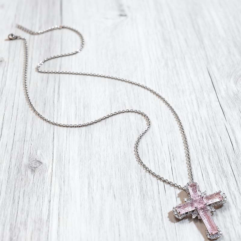 Shattered Ice Cross Pendant Necklace A Sweet High-Value Sweater Chain That Captures The Heart