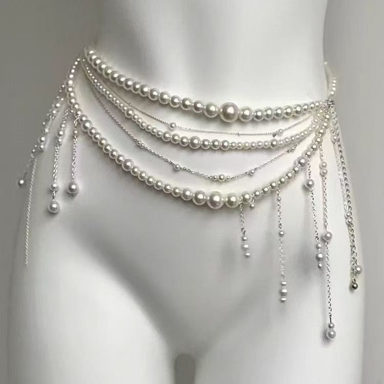 Ultra-girly Tassel Flower Pearl Waist Chainexclusive High-end Accessory For Stylish Waist Adornment
