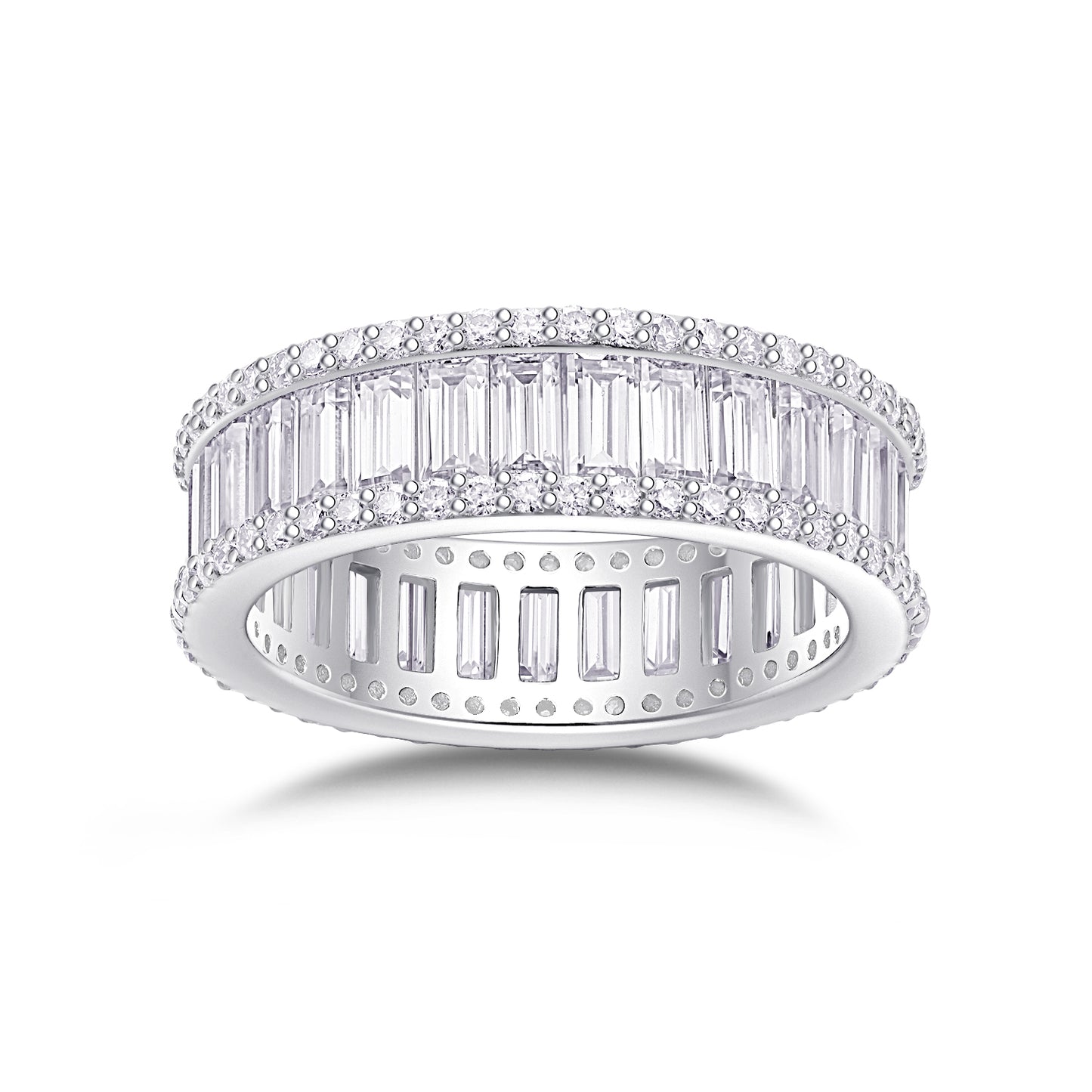 Note - Ring Set With Top-quality Square Moissanite S925 In Silver And Platinum-plated. The Ring Can Be Inspected With A Diamond Pen