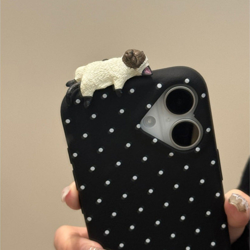 Cute Polka-dot Cat Phone Case In Solid New Colors