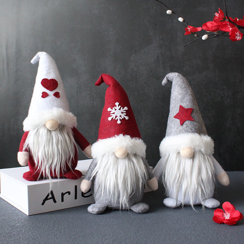 Creative Hooded Faceless Doll Holiday  Santa Claus Plush Decoration Ornaments