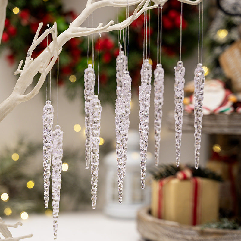 12PCS Christmas Decoration Transparent Icicle Ornaments