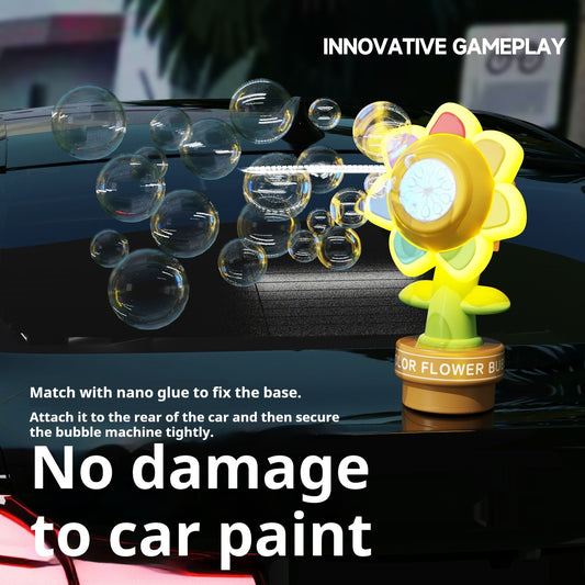 Remote Control Car Seven-color Flower Sunflower Swing Head Handheld Colorful Light Bubble