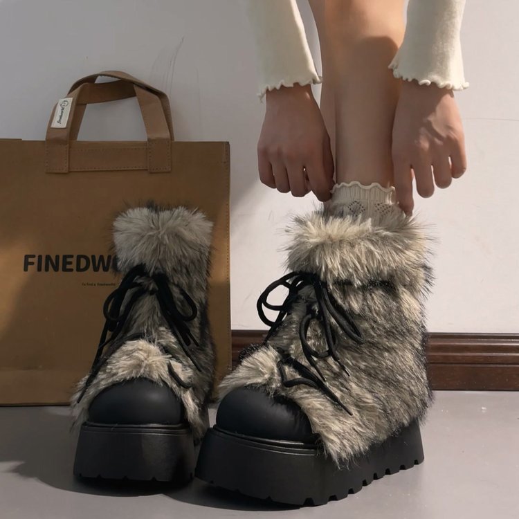 Thick Warm Fluffy Boots For Women