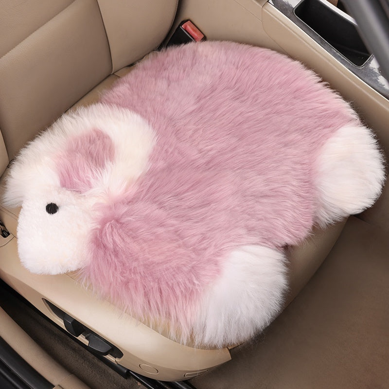 Cartoon Pure Wool Car Cushion Single Piece Thickened Winter Plush Warm Winter