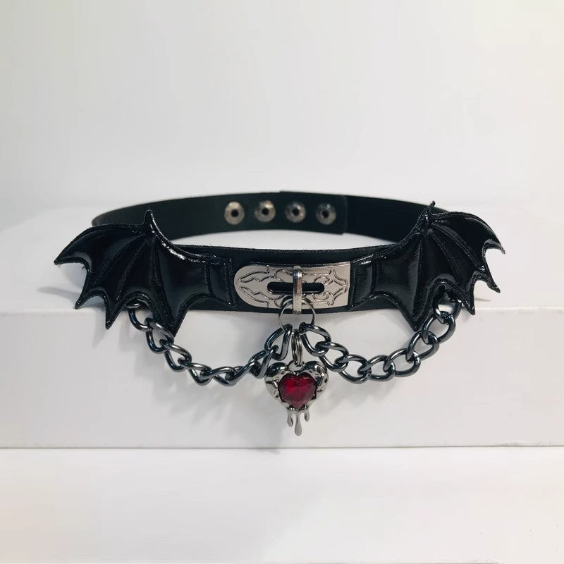 Dark Cross-winged Demon Collar Leather Punk-style Goth Accessory