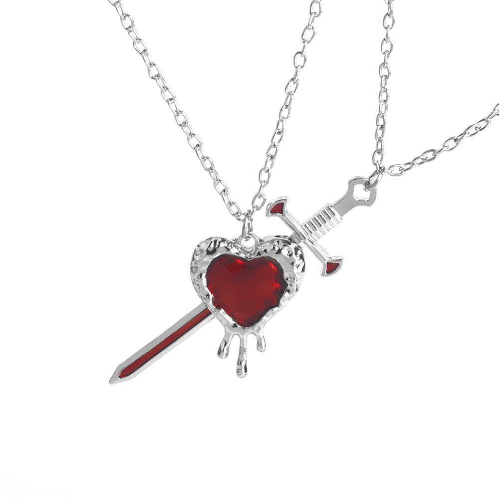Women's European And American New Sword Peach Heart Pendant Necklace