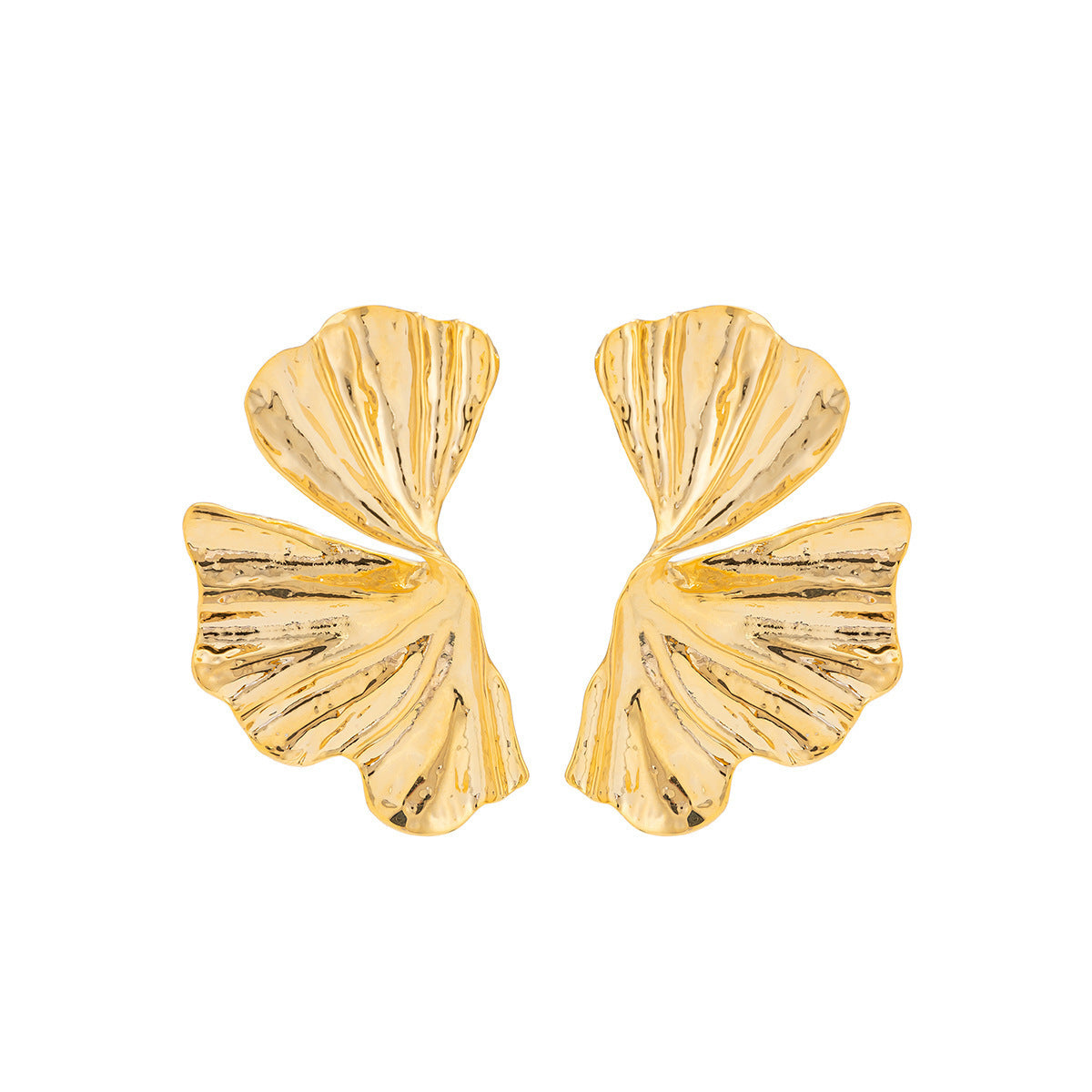Vintage Ginkgo Beach Shell Pattern Ear Studs