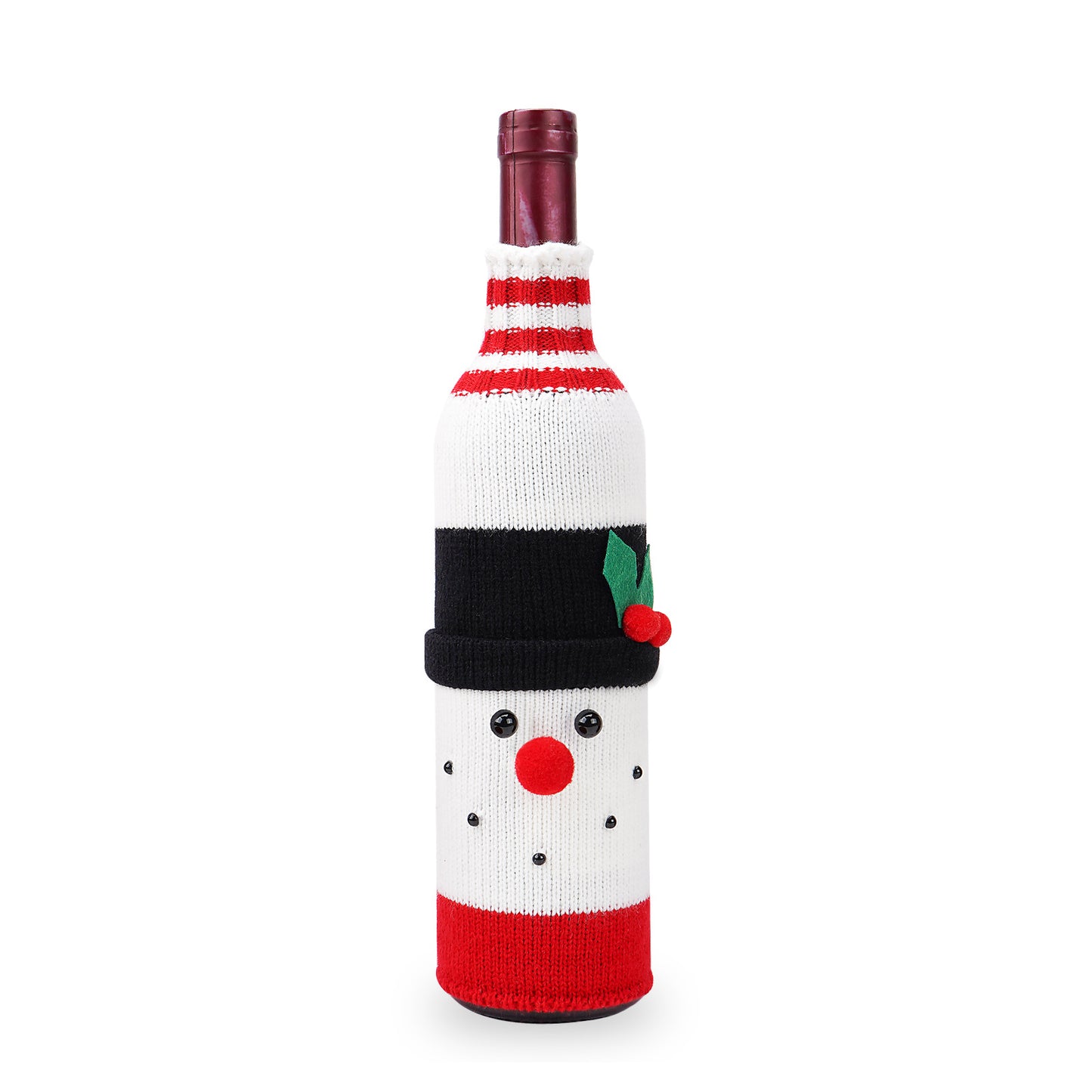 Christmas Decorations Old Man Snowman Bottle Cover Knitted