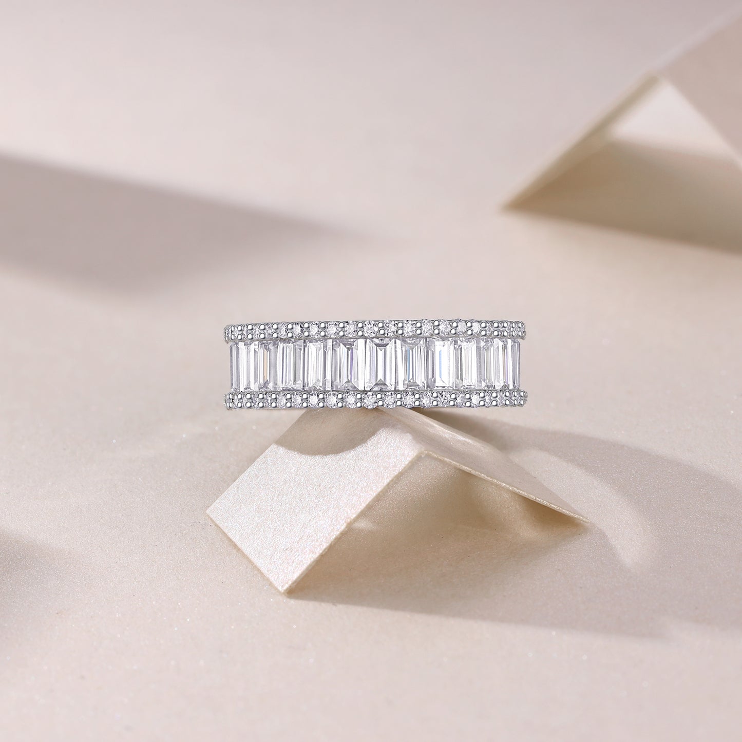 Note - Ring Set With Top-quality Square Moissanite S925 In Silver And Platinum-plated. The Ring Can Be Inspected With A Diamond Pen