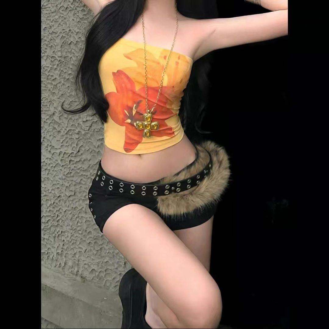 Retro Sub-culture Fur Stitching Belt Accessories Belt