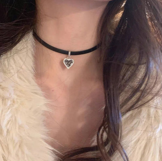 Womens Trendy High-End Design Black Diamond Cross Necklace With Double-Layer